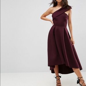 ASOS One Shoulder Scuba Midi Skater Dress
